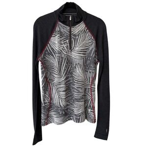 smartwool Merino 250 Base Layer Pattern 1/4 Zip Light Gray Palm Size Medium